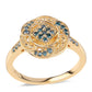 Goldplattierter Silberring mit blauem Diamant