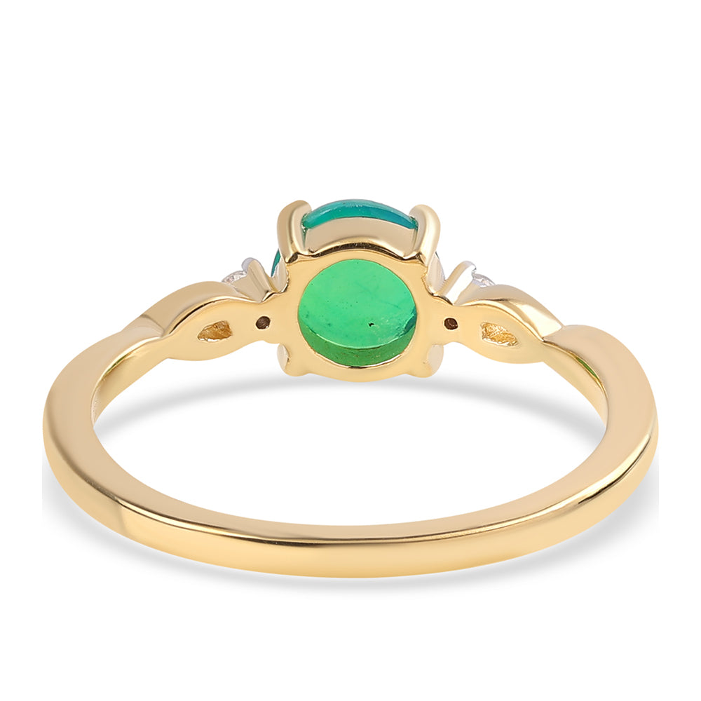 Goldplattierter Silberring mit grünem äthiopischem Opal aus Lega Dembi und weißem Topas