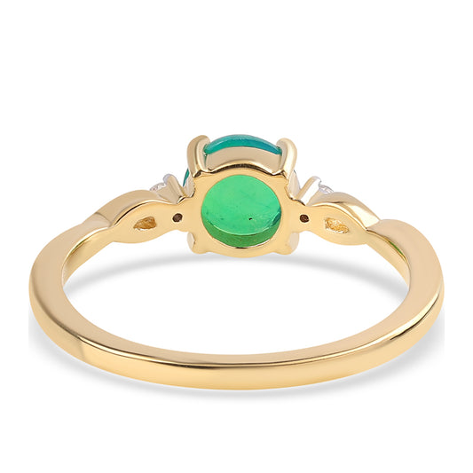 Goldplattierter Silberring mit grünem äthiopischem Opal aus Lega Dembi und weißem Topas