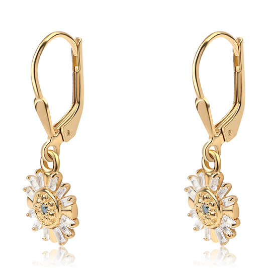 Goldplattierte Silberohrringe mit blauem Diamant und weißem Topas