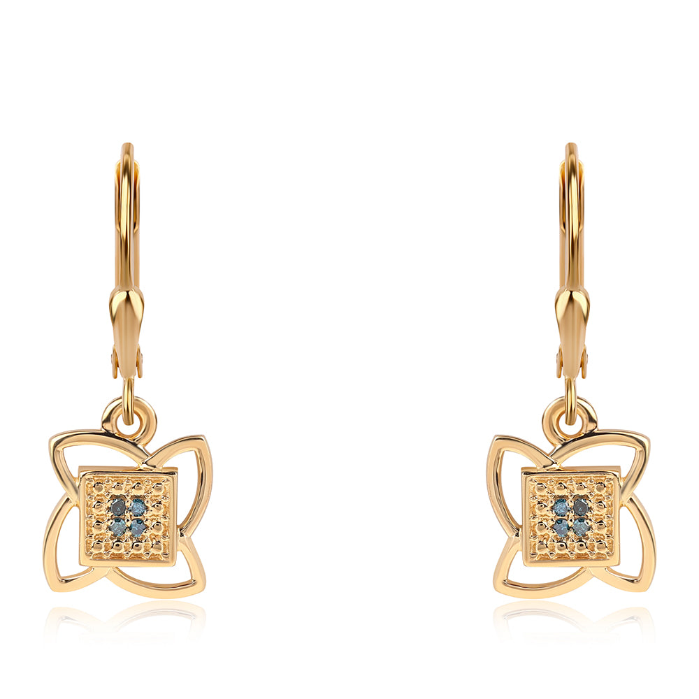 Goldplattierte Silberohrringe mit blauem Diamant 2 