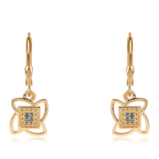 Goldplattierte Silberohrringe mit blauem Diamant