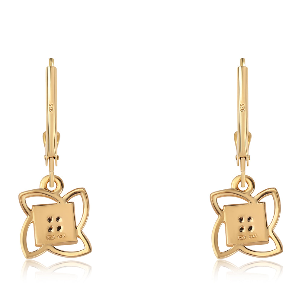 Goldplattierte Silberohrringe mit blauem Diamant 3 
