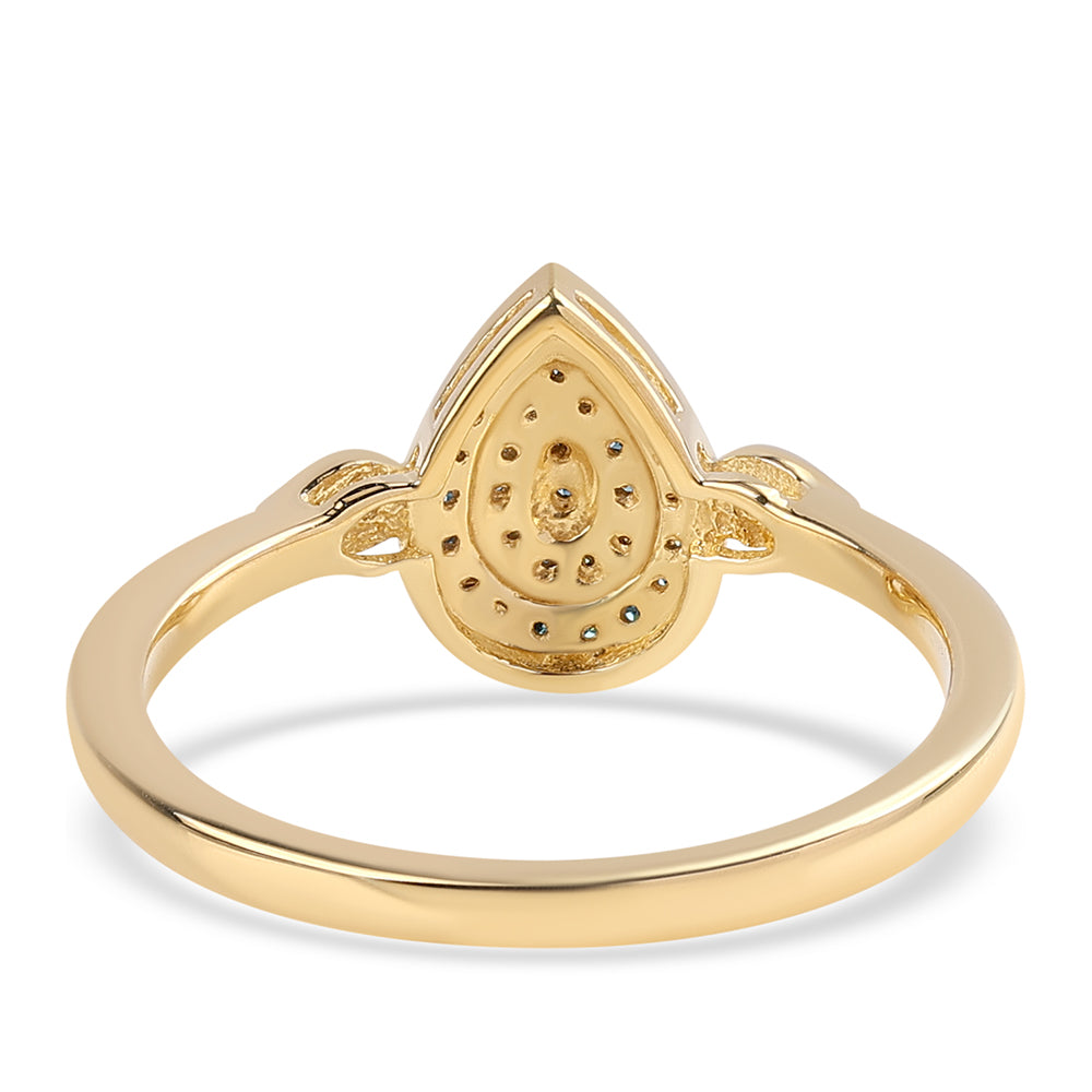 Goldplattierter Silberring mit blauem Diamant 3 