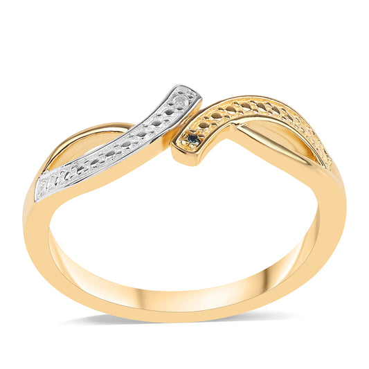 Goldplattierter Silberring mit blauem Diamant und weißem Topas