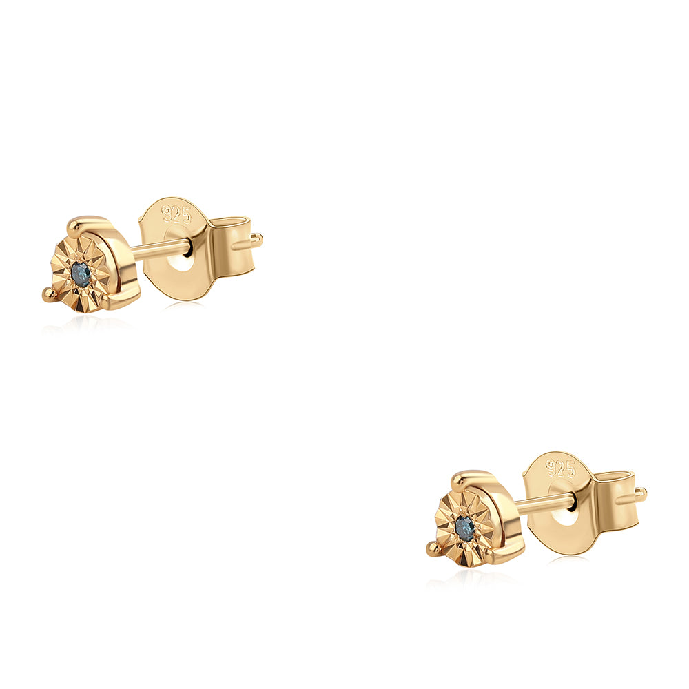 Goldplattierte Silberohrringe mit blauem Diamant 1 