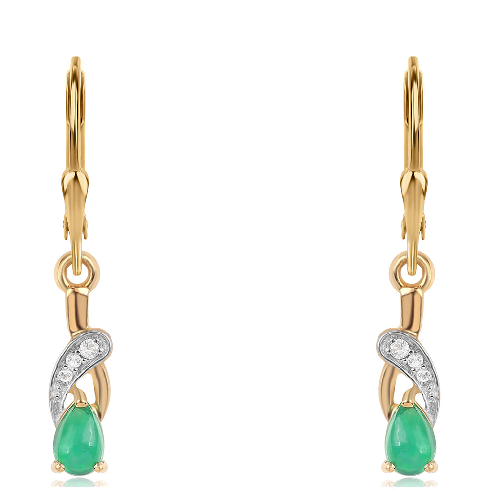 Goldplattierte Silberohrringe mit grünem äthiopischem Opal aus Lega Dembi und weißem Topas 2 
