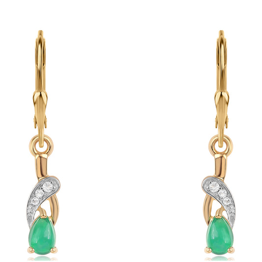 Goldplattierte Silberohrringe mit grünem äthiopischem Opal aus Lega Dembi und weißem Topas