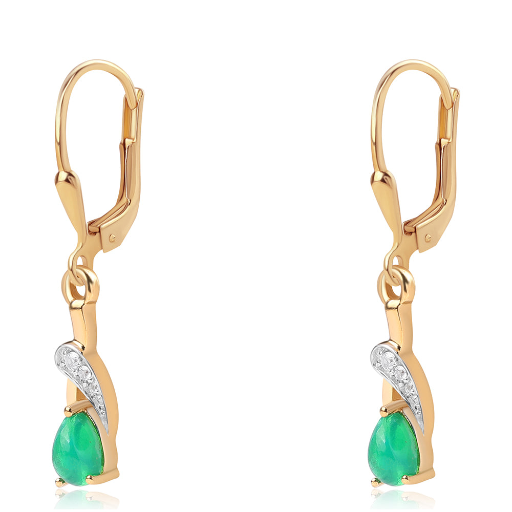 Goldplattierte Silberohrringe mit grünem äthiopischem Opal aus Lega Dembi und weißem Topas