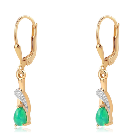 Goldplattierte Silberohrringe mit grünem äthiopischem Opal aus Lega Dembi und weißem Topas