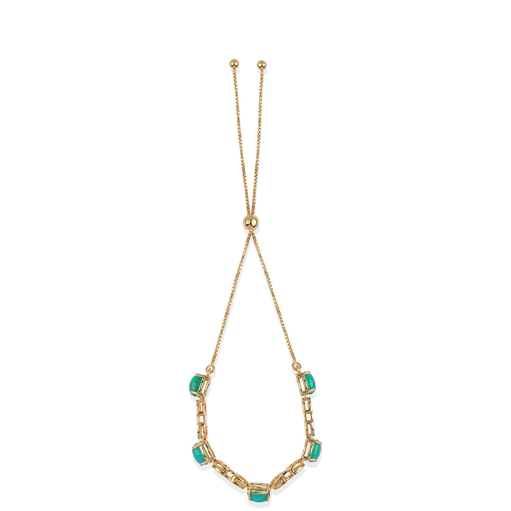 Goldplattiertes Silberarmband mit grünem äthiopischem Opal aus Lega Dembi und weißem Topas 3 