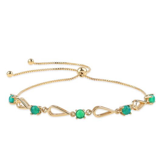 Goldplattiertes Silberarmband mit grünem äthiopischem Opal aus Lega Dembi