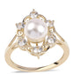 Goldring mit weißer Süßwasserperle und weißem Zirkon