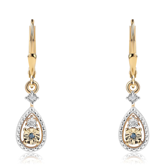 Goldplattierte Silberohrringe mit blauem Diamant und weißem Diamant