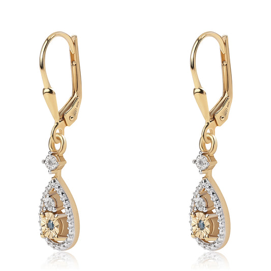 Goldplattierte Silberohrringe mit blauem Diamant und weißem Diamant
