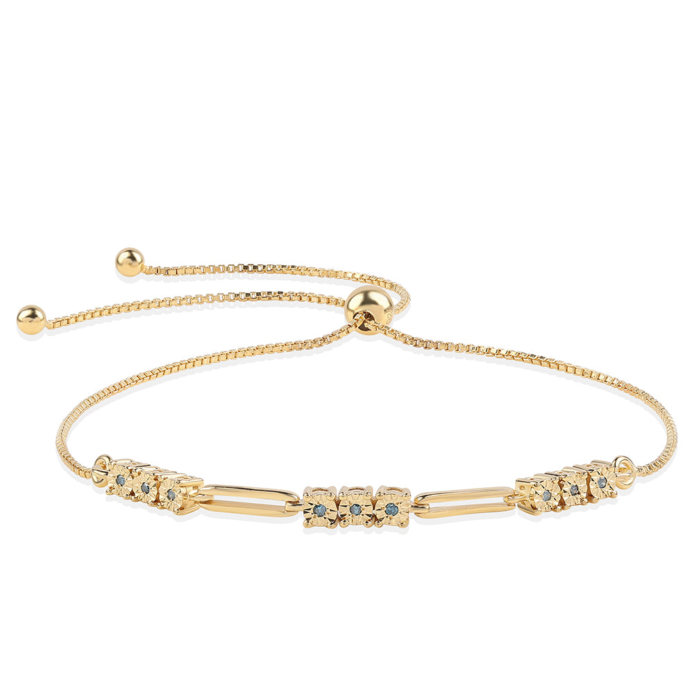 Goldplattiertes Silberarmband mit blauem Diamant 1 