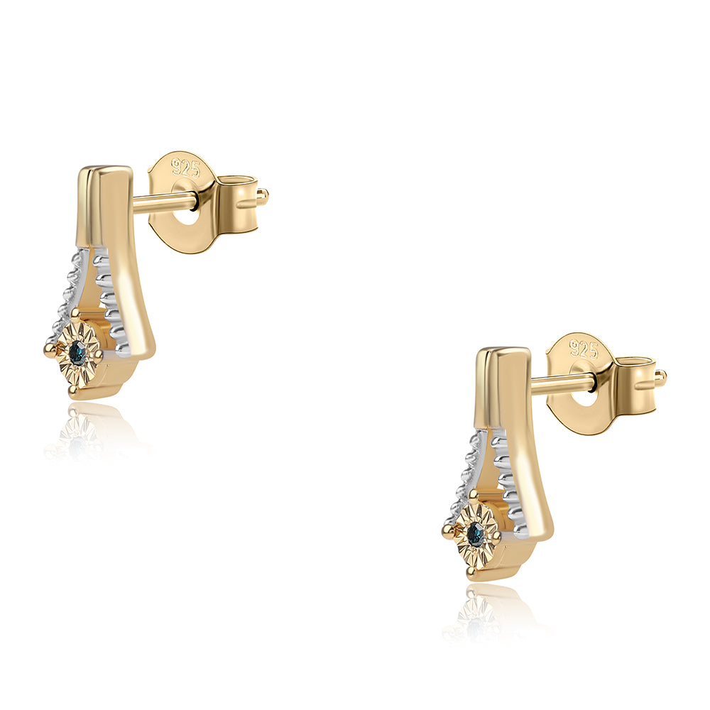 Goldplattierte Silberohrringe mit blauem Diamant 2 