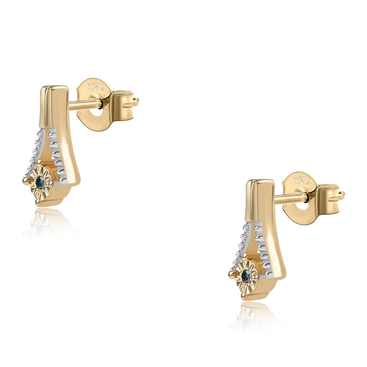 Goldplattierte Silberohrringe mit blauem Diamant