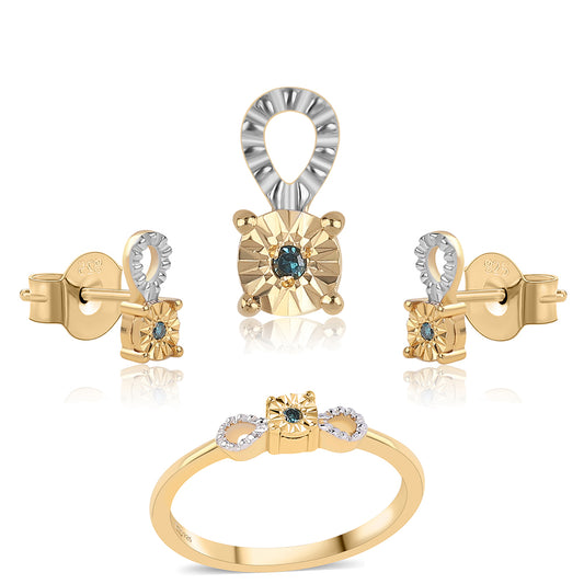 schmuckgarnitur aus Goldplattierte Silber mit blauem Diamant
