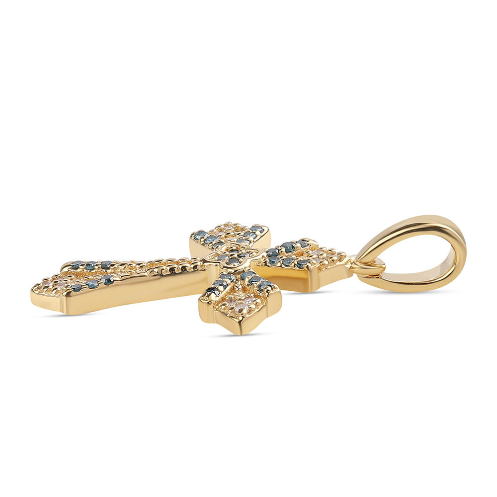 Goldplattierter Silberanhänger mit blauem Diamant und weißem Diamant 2 