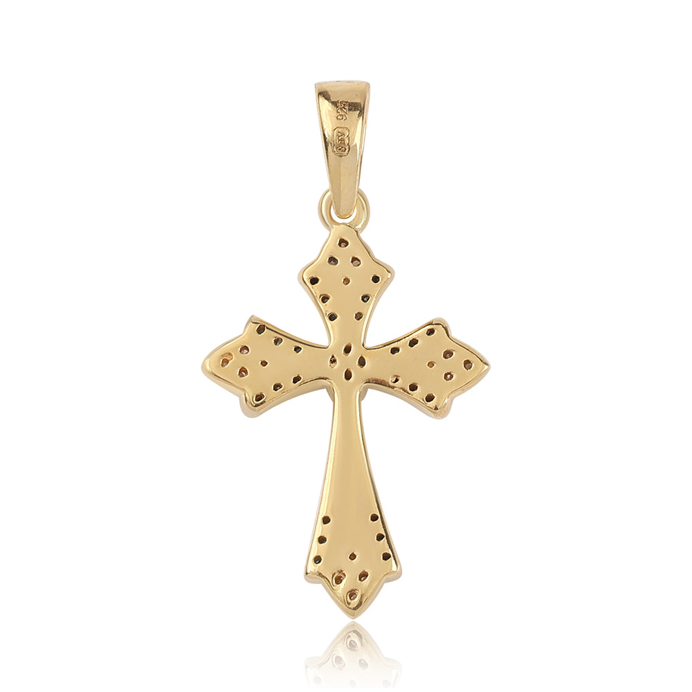 Goldplattierter Silberanhänger mit blauem Diamant und weißem Diamant 3 