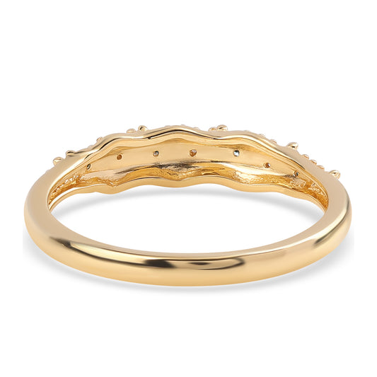 Goldplattierter Silberring mit blauem Diamant und weißem Diamant