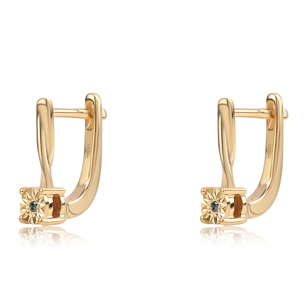 Goldplattierte Silberohrringe mit blauem Diamant 1 