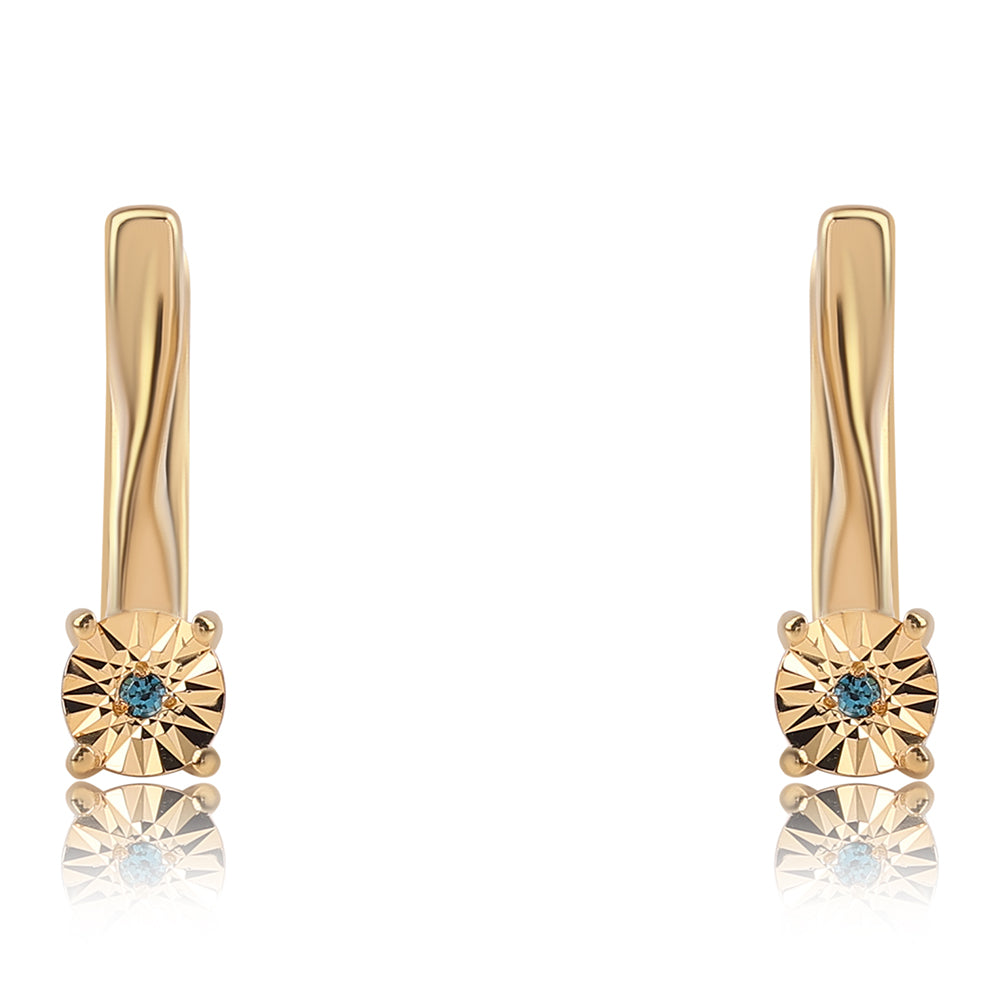 Goldplattierte Silberohrringe mit blauem Diamant 2 