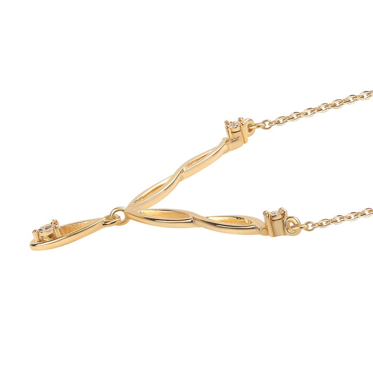 Goldplattierte Silberhalskette mit blauem Diamant und weißem Diamant