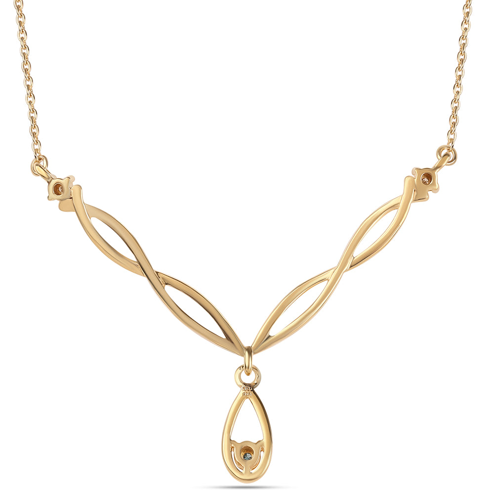 Goldplattierte Silberhalskette mit blauem Diamant und weißem Diamant 3 