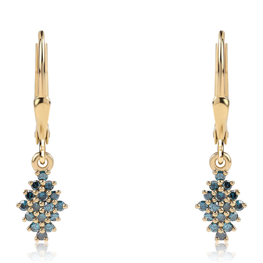 Goldplattierte Silberohrringe mit blauem Diamant