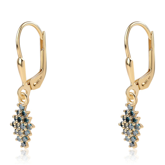 Goldplattierte Silberohrringe mit blauem Diamant