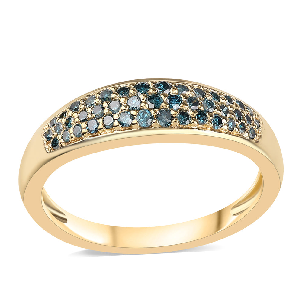 Goldplattierter Silberring mit blauem Diamant 1 