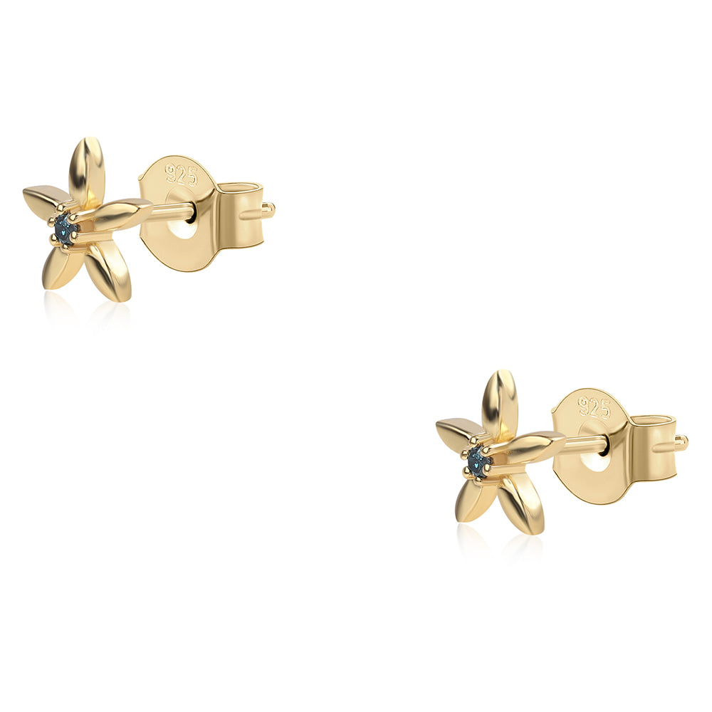 Goldplattierte Silberohrringe mit blauem Diamant 2 