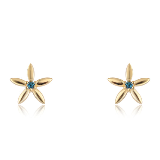 Goldplattierte Silberohrringe mit blauem Diamant