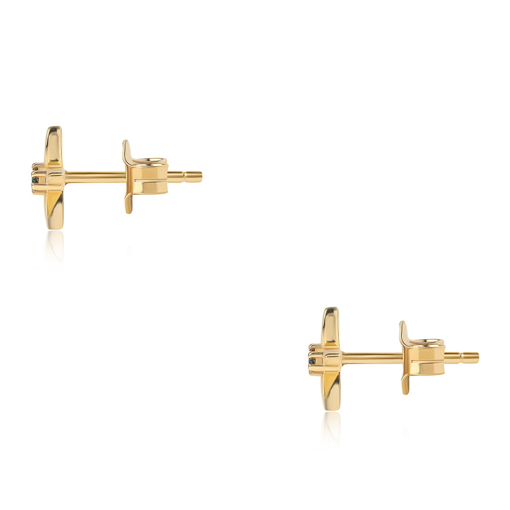Goldplattierte Silberohrringe mit blauem Diamant 3 