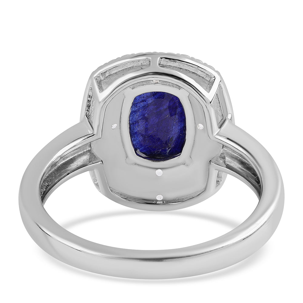 Silberring mit australischem blauem Saphir und weißem Topas 2 