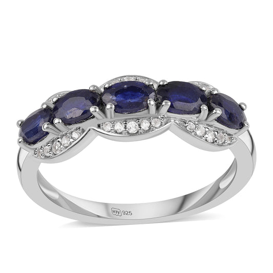 Silberring mit australischem blauem Saphir und weißem Topas