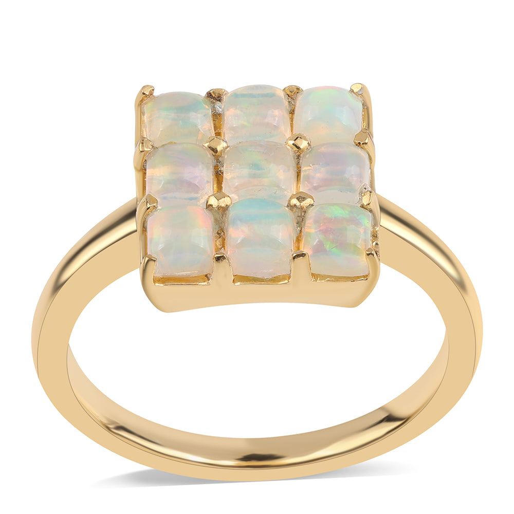 Goldplattierter Silberring mit äthiopischem Opal aus Lega Dembi 1 