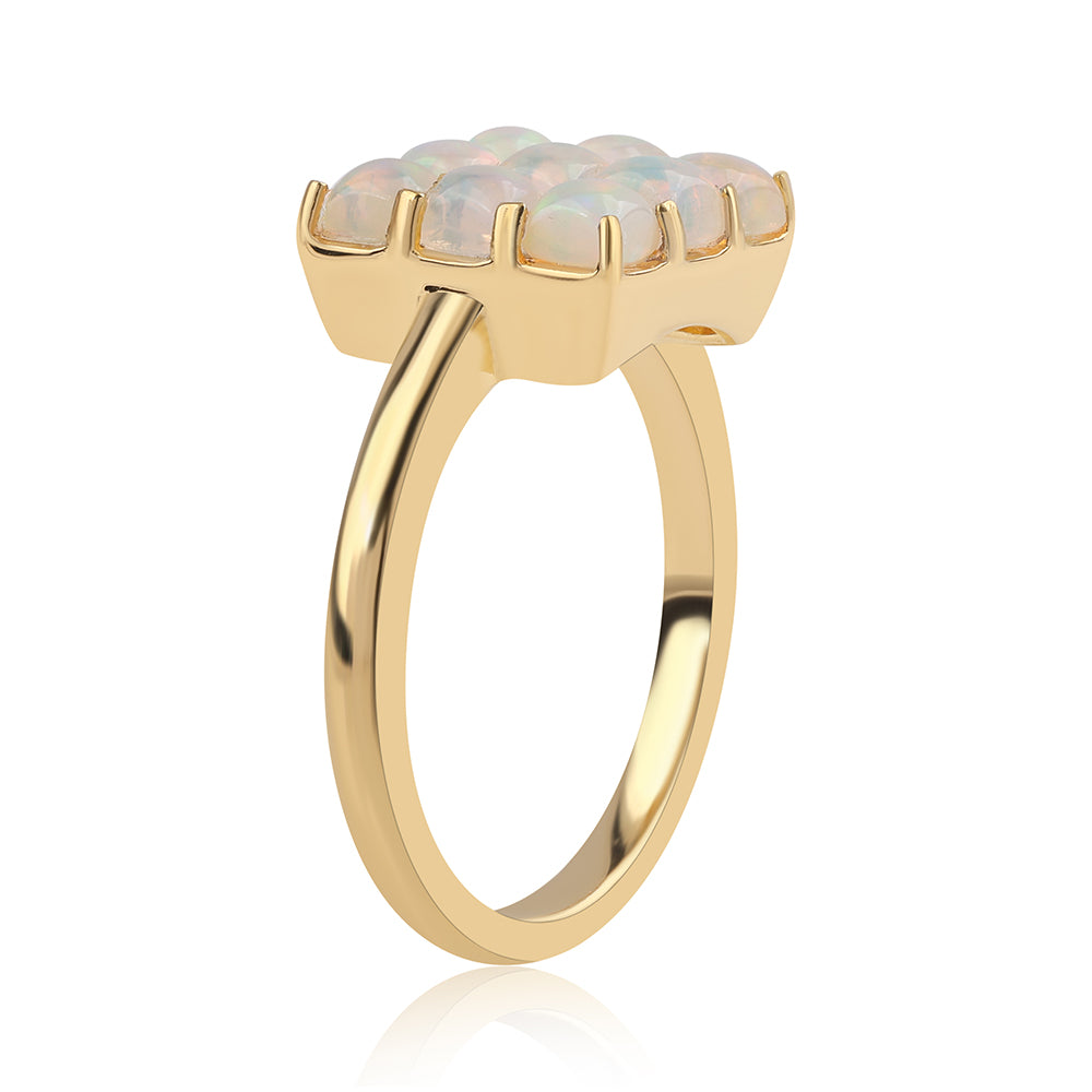 Goldplattierter Silberring mit äthiopischem Opal aus Lega Dembi 2 