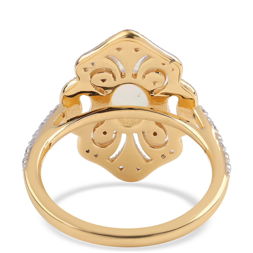 Goldplattierter Silberring mit äthiopischem Opal aus Lega Dembi und weißem Topas 3 