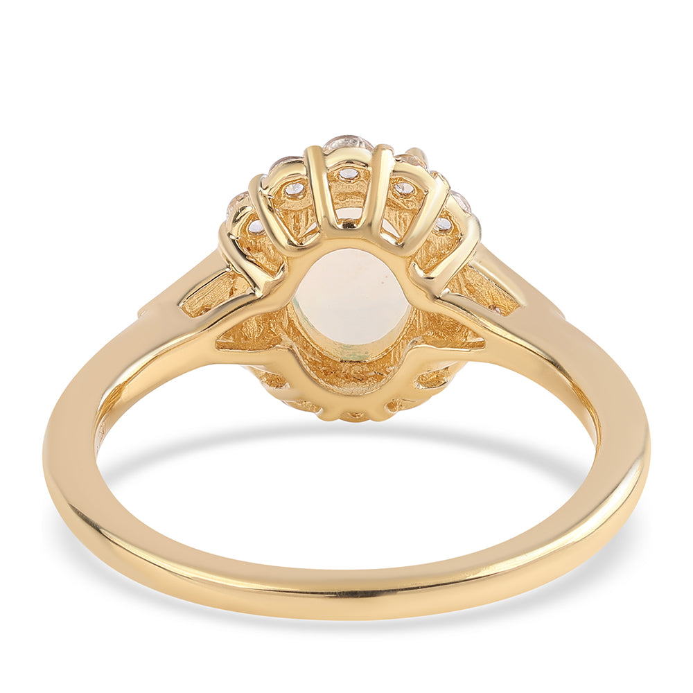 Goldplattierter Silberring mit äthiopischem Opal aus Lega Dembi und weißem Topas 3 