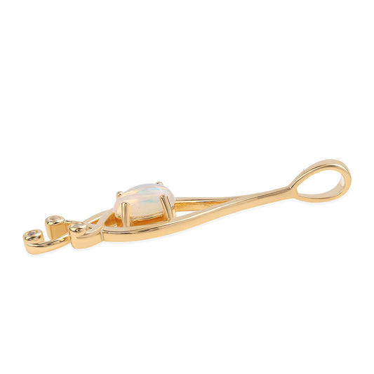 Goldplattierter Silberanhänger mit äthiopischem Opal aus Lega Dembi und weißem Topas