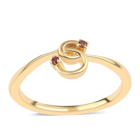 Goldplattierter Silberring mit rotem Diamant