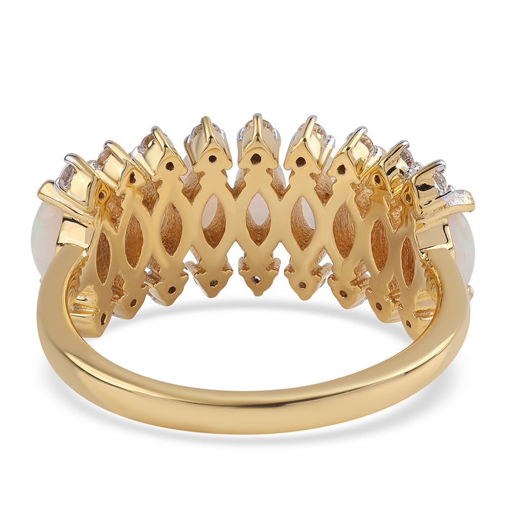 Goldplattierter Silberring mit äthiopischem Opal aus Lega Dembi und weißem Topas 3 