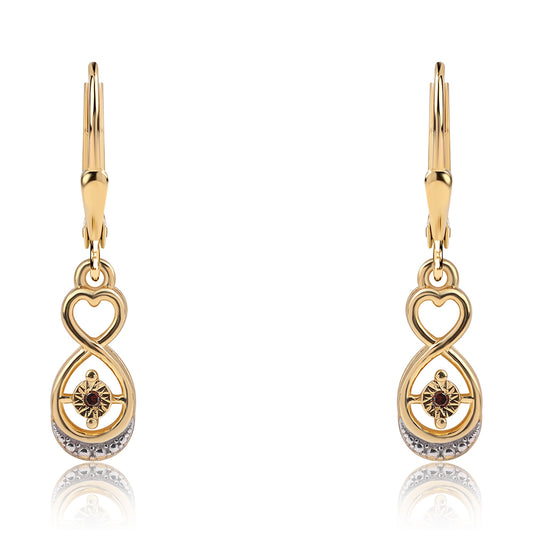 Goldplattierte Silberohrringe mit rotem Diamant