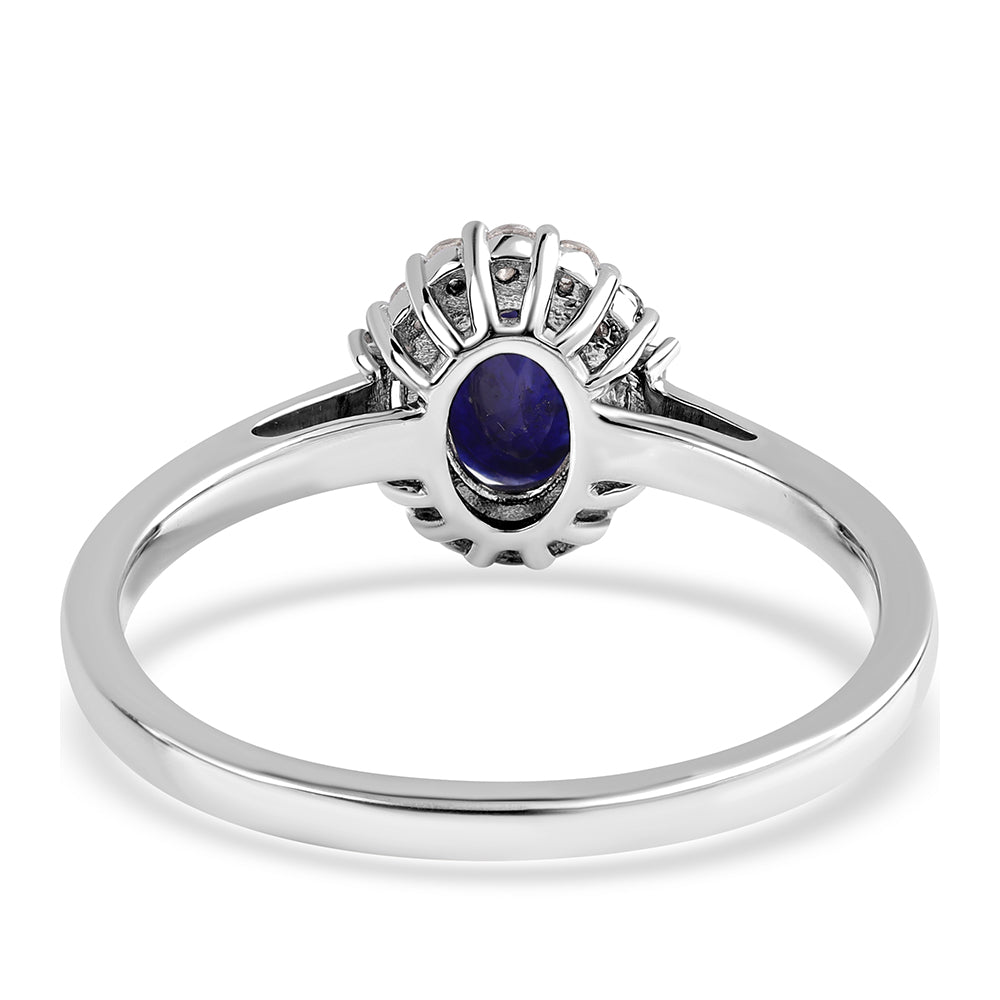 Silberring mit australischem blauem Saphir und weißem Topas