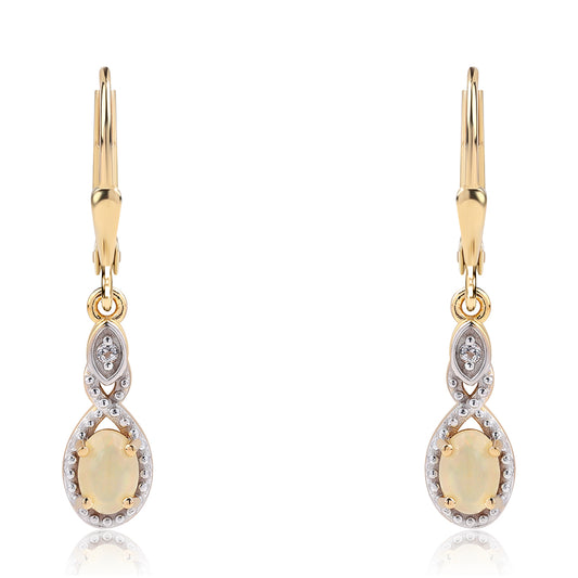 Goldplattierte Silberohrringe mit äthiopischem Opal aus Lega Dembi und weißem Topas