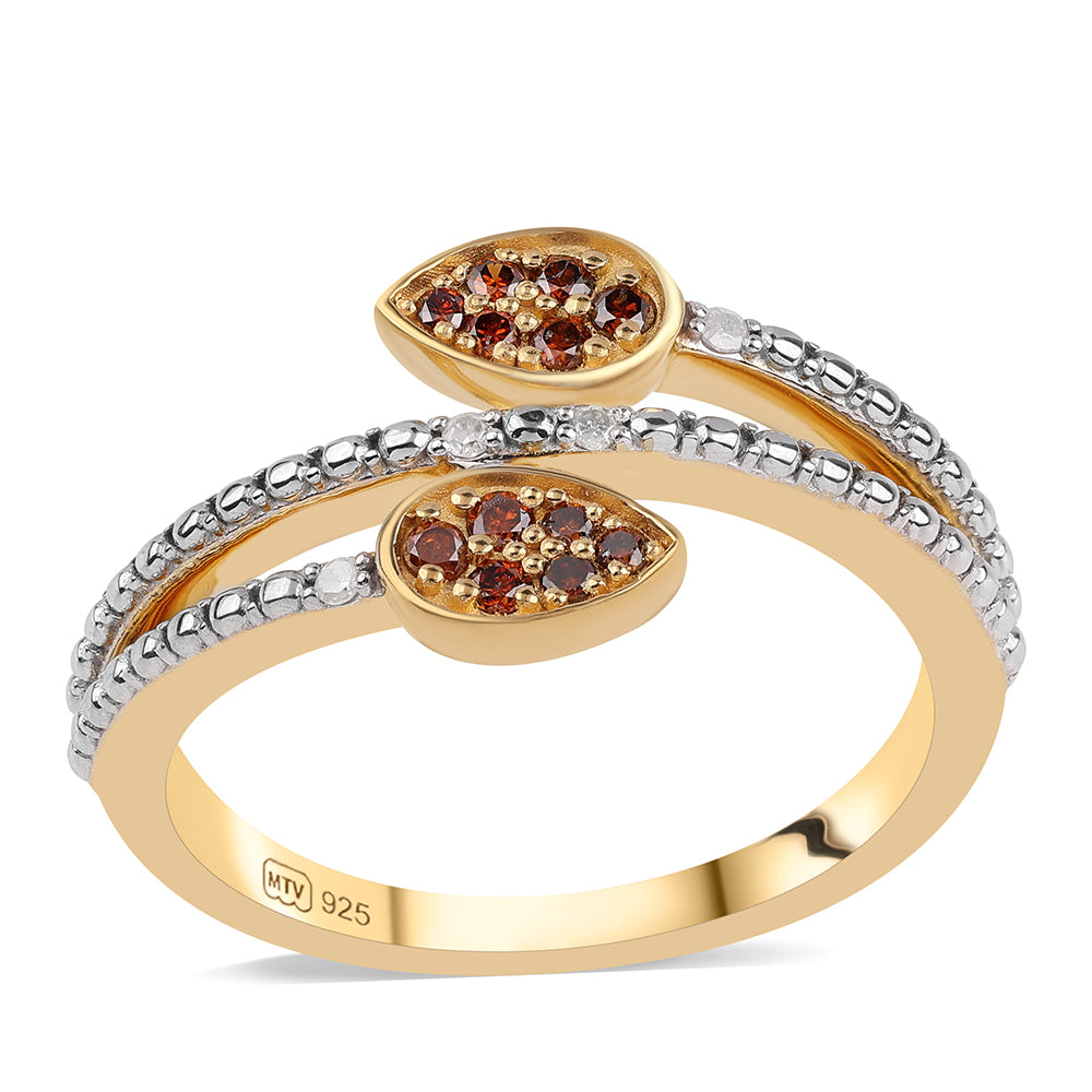 Goldplattierter Silberring mit rotem Diamant 1 