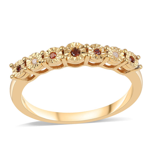Goldplattierter Silberring mit rotem Diamant